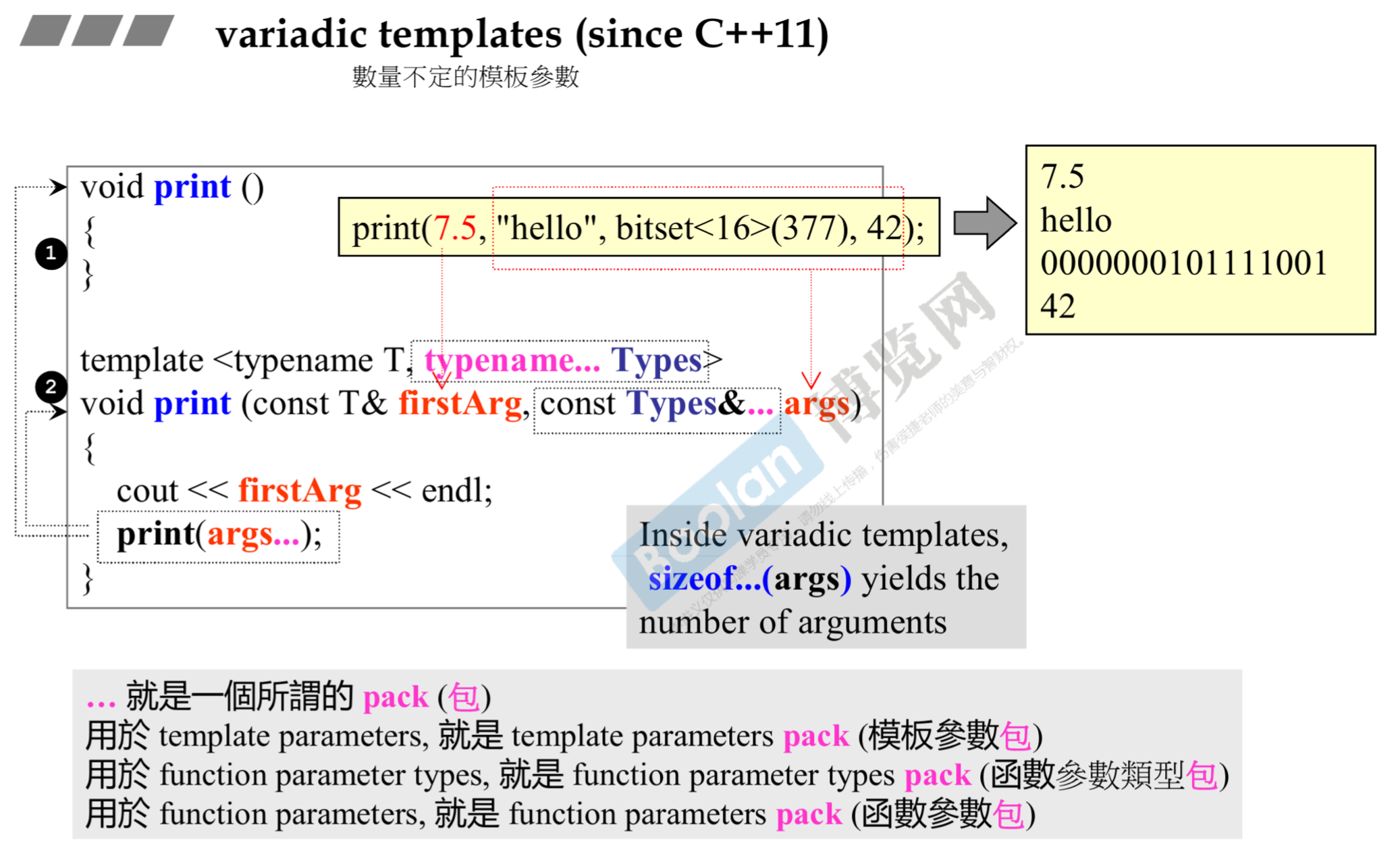数量不定的模板参数
